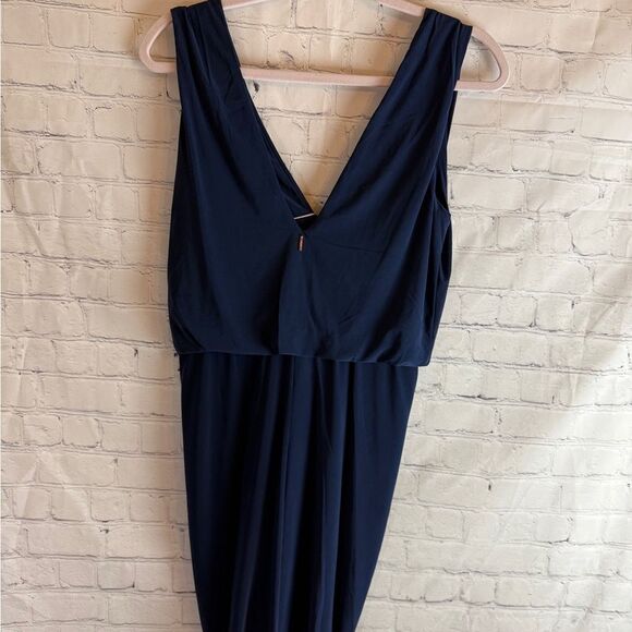MISA Los Angeles Teget Draped Mini Cocktail Dress Navy - Picture 13 of 15